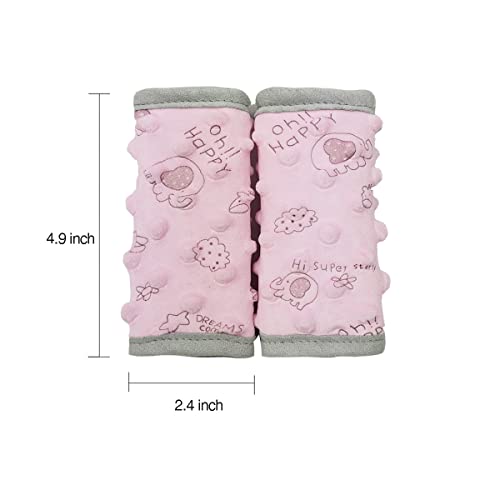 DODO NICI car seat Strap Cover for Baby, seat Belt Cover Cushion, Belt Pads fit Baby Carrier/Pushchair/Stroller, Cozy Peace Dotted Minky, Pink - color: Pink animals