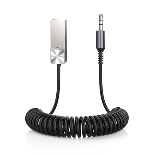 GLOBELEC Aux to Bluetooth 5.3 Adapter,USB-3.5mm Aux Audio Adapter Receiver with Built-in Mic for Hands-Free Calls,Plug and Play Bluetooth Receiver,Compatible with Car Speaker and Home Audio - size: T03