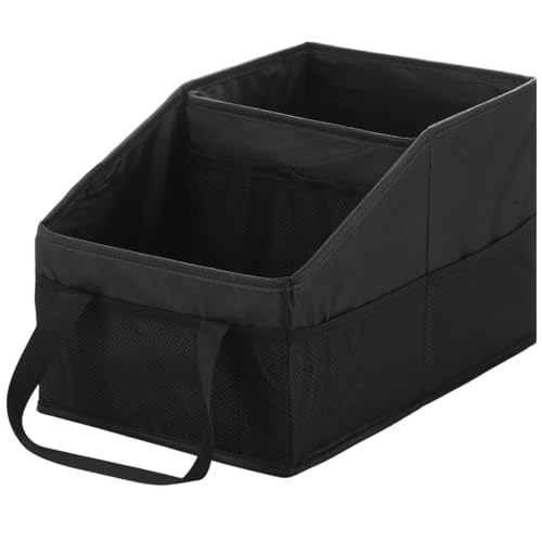Honeydak Passenger Seat Organizer, Collapsible Car Storage for Console Front/back Seat with Multi-pockets Car Caddy Organizer Suv Truck for Kids Adults Accessories(Black,2 Compartments) - color: Black