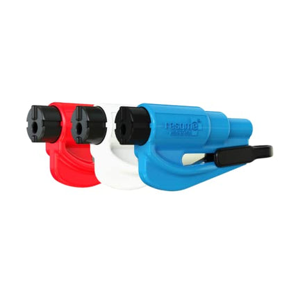 resqme The Original Emergency Keychain Car Escape Tool, 2-in-1 Seatbelt Cutter and Window Breaker, Made in USA, Family Pack of 3, Red, White, Blue - Compact Emergency Hammer - color: Red, White, Blue