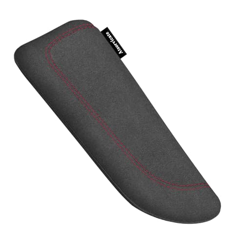 Italian Alcantara Style Fur Car Elbow Rest Pad - Universal Armrest & Knee Cushion - Thigh Support Comfort Pillow - color: Red Line Right