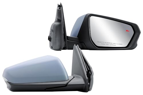 Passenger Right Side Door Mirror Electric and Heated with Turn Signal Light and BLIS (Blind Spot Sensor) Primer Paintable Back Cover for Chevrolet Equinox GMC Terrain 2018-2024 - color: Primer Passenger (RH) Side