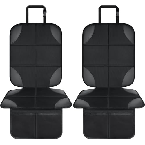 Musclez Car Seat Protectors, Car Seat Covers Waterproof 600D Fabric, Non-Slip Backing & 2 Mesh Pockets Carseat Protector for Baby Child Safety Seats, Pets, Automotive Interior Protection, Pack of 2 - color: Black-2pcs