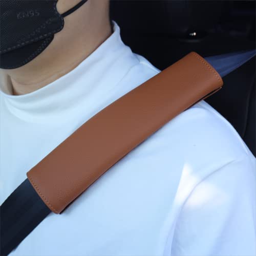 Car Seat Belt Covers for Adults Soft Leather Safety Seatbelt Shoulder Pad Neck Cushion Protector Comfortable Driving Car Accessories Truck SUV Airplane Backpack (SC01Brown-9in-2Pack) - color: SC01Brown-9in-2Pack