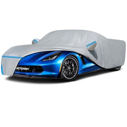 Car Cover for 2014-2019 Corvette C7 Stingray, Waterproof Custom-fit Sun Rain Dust Snow All Weather Protection Outdoor C7 Full Car Cover with Door Zipper and Cotton Lining-Grey - size: C7 Cover
