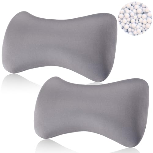 Thyle 2 Pack Bead Neck Pillow Small Bone Shape Neck Support Cushion for Bed Sofa Travel Soft Pillow for Home Sleeping Headrest and Lumbar Support(Grey) - color: Grey