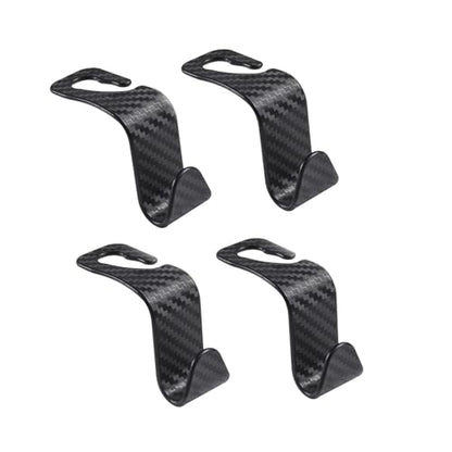 Car Seat Headrest Hook Universal Car Seat Hook Storage Rack S-Shape Plaid Black 4-Pack