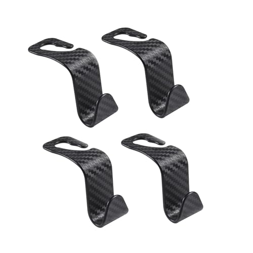 Car Seat Headrest Hook Universal Car Seat Hook Storage Rack S-Shape Plaid Black 4-Pack