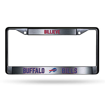 NFL Buffalo Bills Billieve Black Chrome License Plate Frame - 2-Screw Mount - color: Bills