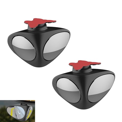 2 PCS Car Blind Spot Mirrors, Dual-sided Adjustable Wide Angle Auxiliary Mirror, HD Glass & ABS Anti-collision Shell Design, Self-adhesive Rearview Assist Accessory for Most Vehicles (Black)