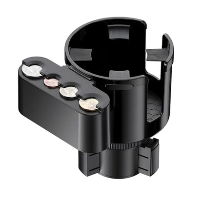 GDQ 2-in-1 Car Cup Holder Expander with Coin Organizer - Adjustable Base, Universal Fit for Most Vehicles, Compatible with Yeti/Stanley Large Mugs & All Handle Cups, Automotive Interior Storage