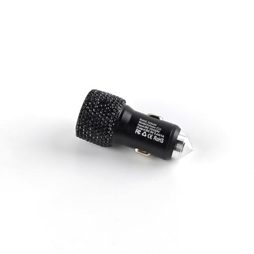 Ankuee Bling Dual USB Car Charger Adapter, 5V/2.4A Crystal Rhinestones Auto Fast Charging Plug, Diamond Vehicle Interior Recharger Decorations Accessories, Universal for SUV Sedan Truck (Black) - color: Black