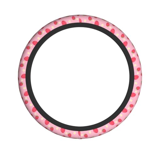 Strawberry Steering Wheel Cover Universal 14.5-15 Inch Car Wheel Protector Anti-Slip Car Steering Wheel Accessories for Women Girls - color: Strawberry