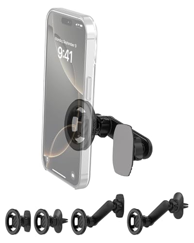 Scosche 5-in-1 MagSafe Car Mount Compatible with Popsocket, Magnetic Vent, Back-of-Display and Dashboard Cell Phone Holder, Tesla Phone Mount Compatible with iPhone 17/16/15/14/13/12, Samsung S25 - size: 1 Pack, style: Dash / Vent / Back of Display