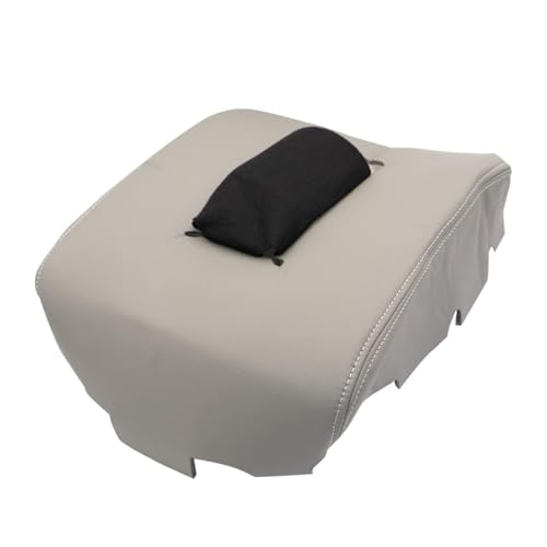 Priprilod Light Gray Leather Center Console Leather Lid Armrest Cover Compatible with Chevy Silverado GMC Sierra 2014 2015 2016 2017 2018 (only Leather Part) - color: Light Gray