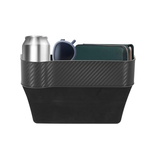 HARFINGTON Car Seat Gap Filler Organizer 10.2 x 6.5 x 2.8 Inch PP Universal Car Organizer Storage Box Between Seat and Console (Left) with Cup Holders for Phone Sunglasses Keys, Black - color: Black