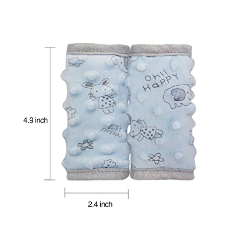 DODO NICI car seat Strap Cover for Baby, seat Belt Cover Cushion, Belt Pads fit Baby Carrier/Pushchair/Stroller, Cozy Peace Dotted Minky, Blue - color: Blue animals