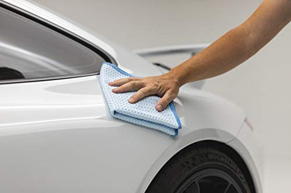 The Rag Company Dry Me A River, Professional Korean 70/30 Blend Microfiber Waffle-Weave Drying & Detailing Towels, Soft Suede Edges, 390 GSM, 20x40 Inches, Light Blue, 2-Pack - color: Light Blue, size: 20in X 40in