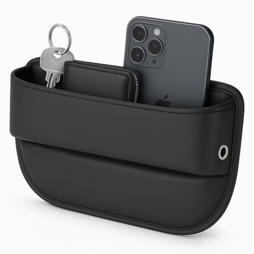AC4®️ Universal Car Seat Gap Filler Organizer | Premium PU Leather Storage for Car, SUV & Trucks | Car Pocket Organizer for front seat, Cable Slots, Wallet, Sunglasses & Essentials.