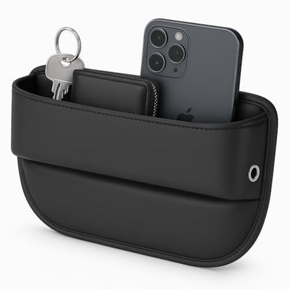 AC4®️ Universal Car Seat Gap Filler Organizer | Premium PU Leather Storage for Car, SUV & Trucks | Car Pocket Organizer for front seat, Cable Slots, Wallet, Sunglasses & Essentials.