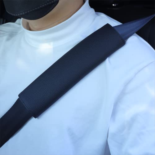 Car Seat Belt Covers for Adults Soft Leather Seatbelt Shoulder Pad Neck Cushion Protector Comfortable Driving Car Accessories Truck SUV Airplane Backpack (SC01Black-9in-1Pack) - color: SC01Black-9in-1Pack