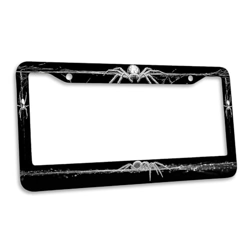 Halloween License Plate Frame Spider Web Gothic Horror Aesthetic Personalise Metal Car Plates Funny License Plate Frames Decorative for Men Women 6 X 12 Inch with Screws - color: Halloween, size: 6"L x 12"W(1PC)