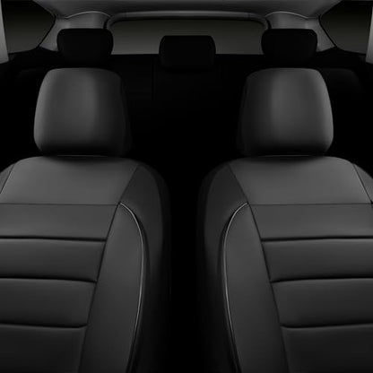 CAR PASS Faux Leather Car Seat Covers Front Seats Only, 3D Foam Support Car Seat Covers, Universal fit for Trucks Vans SUVs Sedans Automotive Comfortable, Airbag Compatible 2 Pieces Front Solid Black - color: Black Front