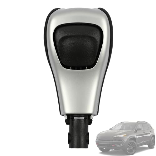 Gear Shift Knob Handle with Button 5YD261X9AB Fit for Jeep Cherokee Latitude/Limited/Trailhawk/Sport/North 2014-2019 Gear Shifter Lever Selector（Moonlight Silver） 5YD291X9AA 68253072AA - color: Moonlight Silver