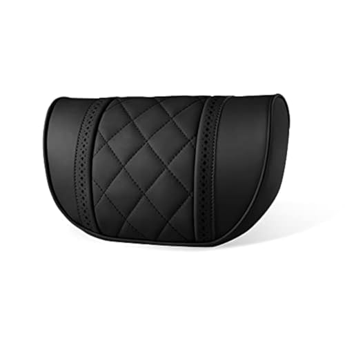 LUNDA Luxury Car Neck Pillow Car Travel Neck Rest Pillows Seat Cushion Support Napa Leather for Mercedes Benz S-Class headrest (Black - color: Black