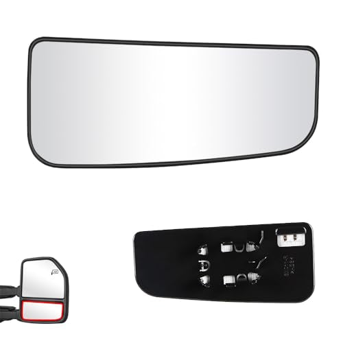 Senzeal Passenger Side Heated Lower Mirror Glass Replacement for Ford F150 Truck 2015-2020 Ford F250 F350 Super Duty F450 F550 Truck 2017-2022 Towing Mirror FL3Z17K707J (Right Side) - size: Passenger Lower Side (Right)
