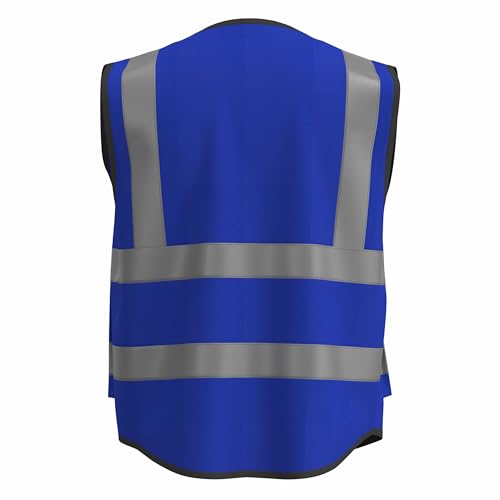 caparazon Unisex High-Visibility Reflective Safety Vest with Zippered Pockets - ANSI/ISEA Certified for Enhanced Work Safety - color: Blue Flag