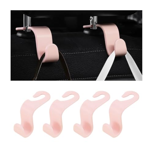 Car Seat Headrest Hooks, Multifunctional 4PCS Vehicle Back Seat Storage Hanger Holder for Hangbag Coat Grocery, Auto Interior Headrest Hook Organizer, Universal for Vehicles (Light Pink) - color: Light Pink