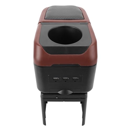 Car Armrest Box with 6 USB Charging Ports - Double Layer Console for SUV, Truck, and Car (Brown) - color: Brown