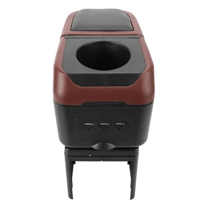 Car Armrest Box with 6 USB Charging Ports - Double Layer Console for SUV, Truck, and Car (Brown) - color: Brown