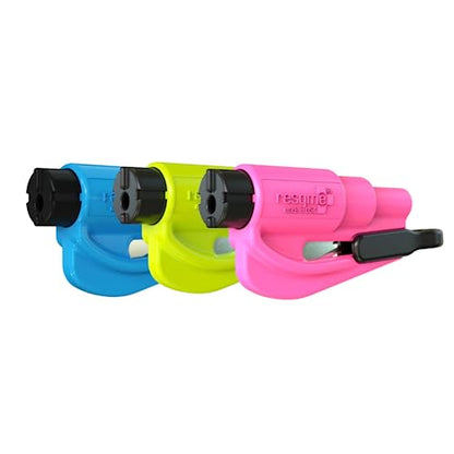 RESQME The Original Emergency Keychain Car Escape Tool, 2-in-1 Seatbelt Cutter and Window Breaker, Made in USA, Family Pack of 3 - Blue, Pink, Yellow -Compact Emergency Hammer - color: Blue, Pink, Yellow