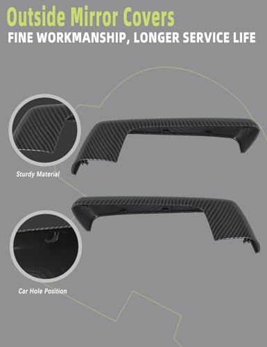 Rearview Mirror Cover Carbon Fiber Compatible with Chevy Silverado 1500 2500 3500 2019-2024/ GMC Sierra 1500 2500 3500 2019-2024 Accessories Parts Replaces Left Right 1 Pair