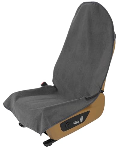 VSHIELD Waterproof Towel Car Seat Cover, Sweatproof Non-Slip Seat Protector, Universal Fit for Front Bucket or Rear Bench Seat of Cars, SUVs, Vans, Trucks, Compatible with Airbags and Armrests - color: Gray