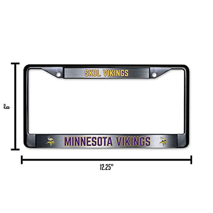 NFL Minnesota Vikings Skol Vikings Black Chrome License Plate Frame - 2-Screw Mount - color: Vikings