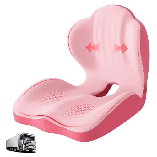 Memory Foam Seat Cushion with Lumbar Support Pillow for Truck Driver, Ergonomic L-Shaped Car Seat Cushion for Tailbone Pressure Relief, Non-Slip Chair Pad for Long Driving (Pink) - color: Pink