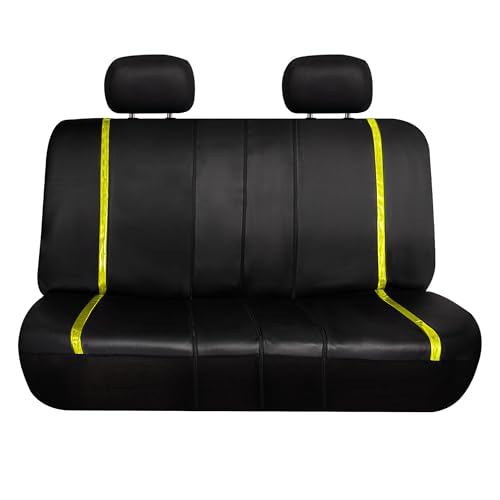 FH Group Full Set Faux Leather Car Seat Covers - Universal Fit, Low Back Front Seat Covers, Airbag Compatible, Split Bench Rear, Seat Cover for SUV, Sedan, Yellow - color: Yellow, style: Seat Covers