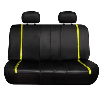 FH Group Full Set Faux Leather Car Seat Covers - Universal Fit, Low Back Front Seat Covers, Airbag Compatible, Split Bench Rear, Seat Cover for SUV, Sedan, Yellow - color: Yellow, style: Seat Covers