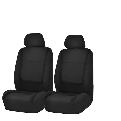FH Group FB032102 Unique Flat Cloth Seat Covers Pair Set, Solid Black Color - Fit Most Car, Truck, SUV, or Van - with Gift - color: Black, size: Front Set