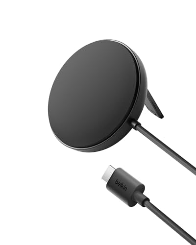 Belkin Magnetic Wireless Charging Pad Qi2 15W w/Kickstand - MagSafe-Compatible Qi2-Certified Wireless Charger for iPhone 17 Series, Samsung Galaxy S25 Series, AirPods (No PSU) - Black - style: No Power Supply (Gen2)