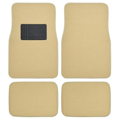 BDK MT-100-LB Classic Light Beige Carpet Floor Mats with Vinyl Heel Pad for Car SUV Truck Van, Universal Fit Front & Rear Liner - color: Light Beige