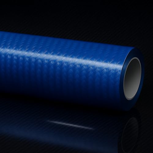 RockRose 7D Super Glossy 7D Blue Carbon Fiber Vinyl Wrap, Anti-Wrinkle, Air Release Automotive Bubble Wrap, Self Adhesive Car Vinyl Sticker DIY Decals 1FT x 10FT - color: 7D Blue, size: 1FT x 10FT