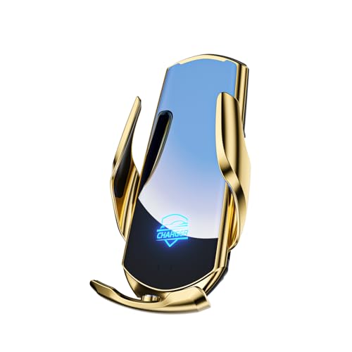 15W Fast Charge Auto-Clamping Wireless Car Charger Mount – Qi Wireless Charging, Adjustable Phone Holder, Air Vent & Dashboard Compatible, Compatible with iPhone & Android (Gold) - color: Gold