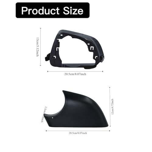 Fits For Tesla Model 3 Left Driver Side Wing Mirror Cover and Mirror Frame Set Rearview Lower Holder Tray Cap Housing 2017-2024(left side black) - size: Model 3 Left Side Black