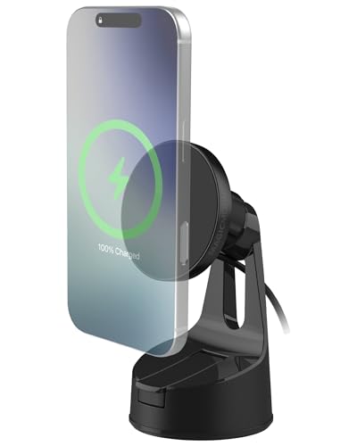 Scosche MPQTRWD Qi2 MagSafe Car Mount Charger 25W Fast Wireless Charging Phone Holder for Windshield or Dashboard, Magnetic Cell Phone Mount Compatible with iPhone 17/16/15/14/13 Series & Samsung S25 - style: Window / Dash Suction