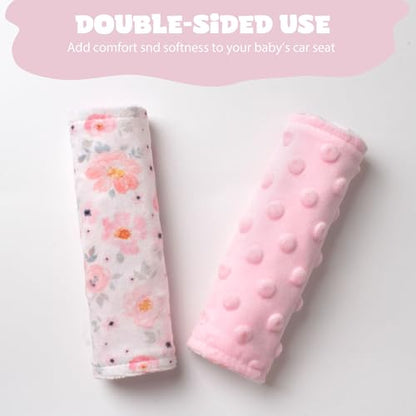 Car Seat Strap Covers for Babies Soft Car Seat Belt Covers, Mink Car Seat Straps Shoulder Pads for Boys and Girls, Flower - color: Flower