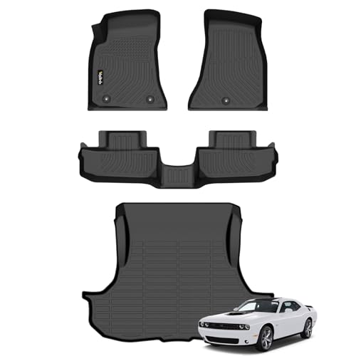 Wailtnb- for Dodge Challenger 2015-2023 RWD Floor Mat Cargo Liner All Weather Floor Liner Car Mat for Challenger RWD Custom Fit Automotive Full Set Accessories - style: 4|For Challenger RWD|2015-2025|Set